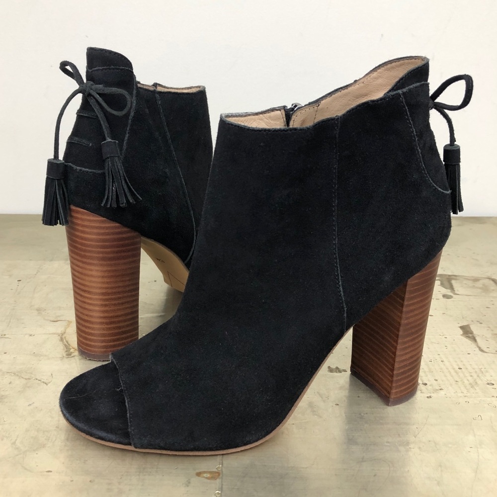 Halogen Warin Open Toe Suede Leather Booties